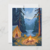 Camping Trip Forest Campfire Tent Watercolor Card (正面)