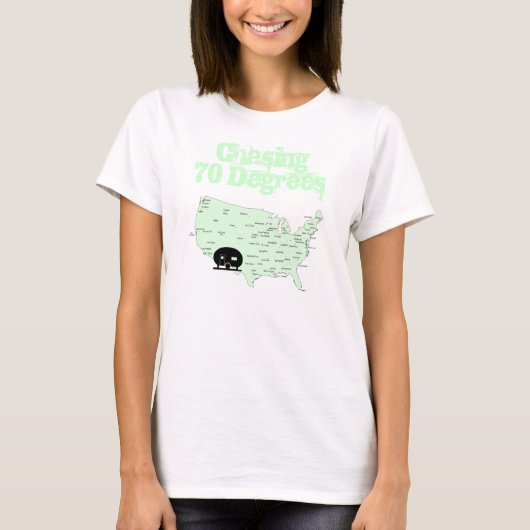 Camping USAマップRVing 70度Tシャツを追いかける Tシャツ (正面)