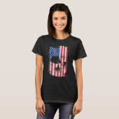 Camping USA American flag 4th Of July Outdoor Camp Tシャツ (正面フル)