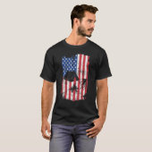 Camping USA American flag 4th Of July Outdoor Camp Tシャツ (正面フル)