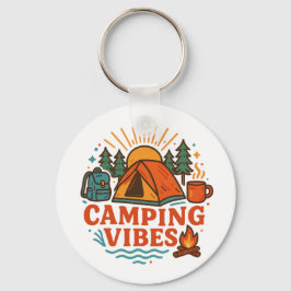 Camping Vibes Metal Circle Keychain キーホルダー