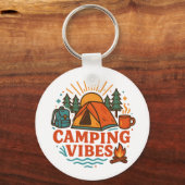 Camping Vibes Metal Circle Keychain キーホルダー (正面)
