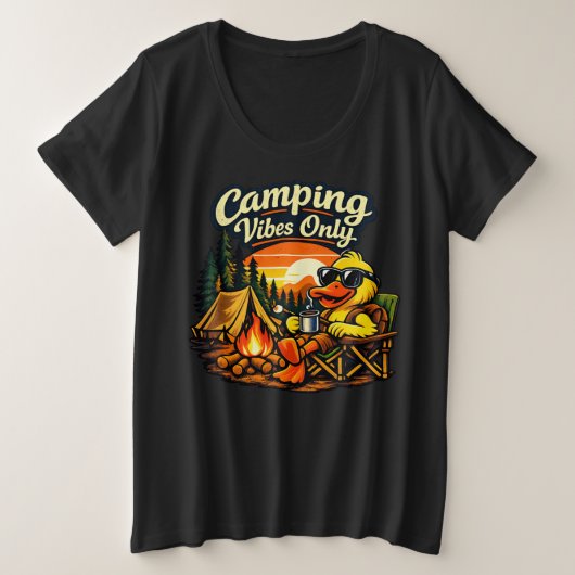 Camping Vibes Only Feel Right Plus Size Tee USA プラスサイズTシャツ (デザイン正面)