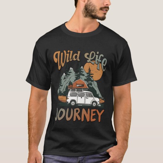 Camping Wild Life Journey retro Tシャツ (正面)