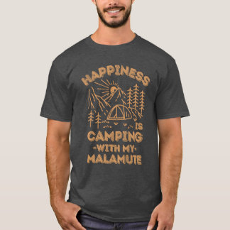 Camping with malamute retro tシャツ