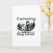 Camping with My Dog 空白の Greeting Card カード (黄色い花)