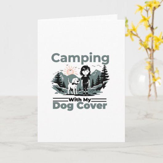 Camping with My Dog 空白の Greeting Card カード (黄色い花)