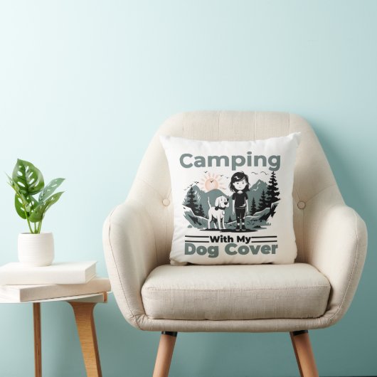 Camping with My Dog Decorative Throw Pillow クッション (椅子)