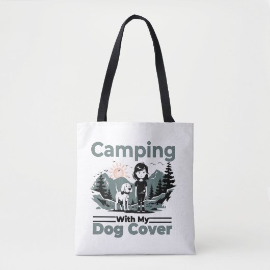 Camping with My Dog Reusable Tote Bag トートバッグ (正面)
