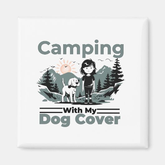 Camping with My Dog Vintage Postcard マグネット (正面)