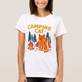 Campingkatze am Lagerfeuer Tシャツ (正面)