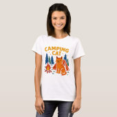 Campingkatze am Lagerfeuer Tシャツ (正面フル)