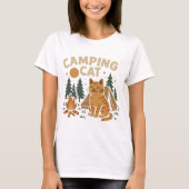Campingkatze mit Zelt und Lagerfeuer Tシャツ (正面)