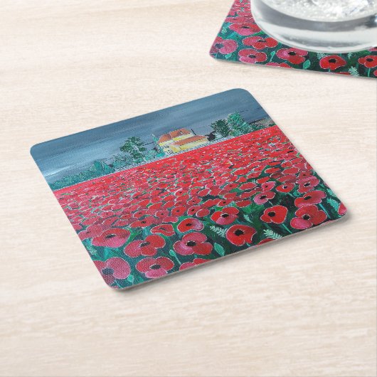 Campo de Amapolas Painting by Alfred Fox スクエアペーパーコースター (アングル)