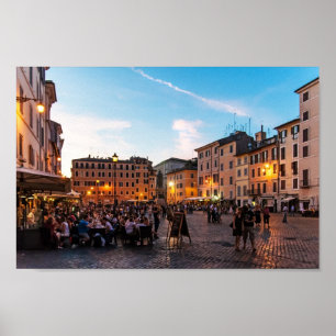 Campo de Fiori at sunset,ローマ,イタリア,ポスター ポスター