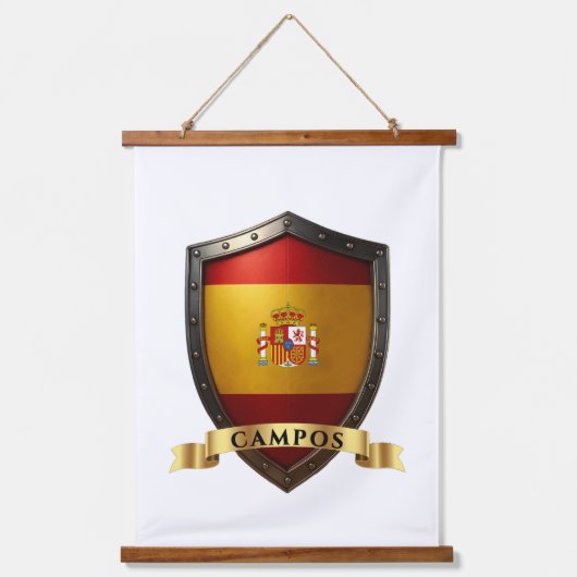 Campos Spain Heraldic Name Shield 吊り下げ型タペストリー (正面)