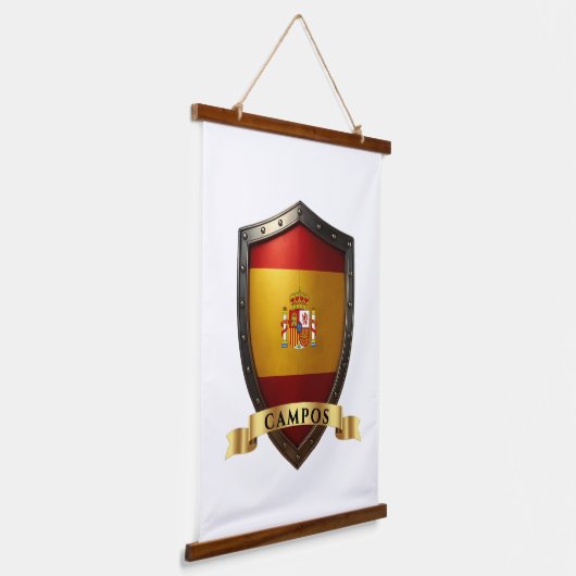 Campos Spain Heraldic Name Shield 吊り下げ型タペストリー (傾斜あり)