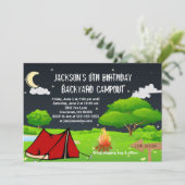 CampoutのSleepoverのカスタムな誕生日のパーティの招待状 招待状 (スタンド正面)