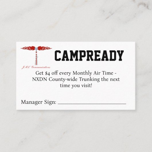 CAMPREADYクーポン 名刺 (正面)