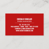 Campsite, Holiday Park Owner, Manager 名刺 (裏面)