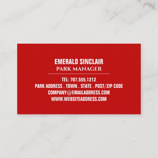 Campsite, Holiday Park Owner, Manager 名刺 (裏面)