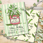 Can Baby Showerの手描きスイートピーつる植物 招待状