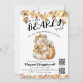 Can Bearly Wait 性別不明QRコード ベビーシャワー 招待状 (正面)