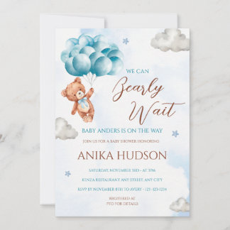 Can Bearly Wait Baby Shower Invitation 招待状