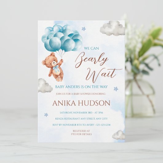 Can Bearly Wait Baby Shower Invitation 招待状 (スタンド正面)