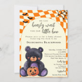Can Bearly Wait Little Boo Halloween Baby Shower 招待状 (正面)