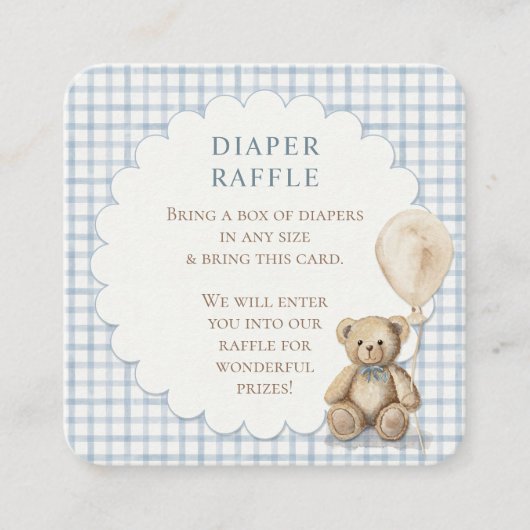 Can Bearly Wait Teddy Bear Diapers Boy Baby Shower エンクロージャーカード (正面)