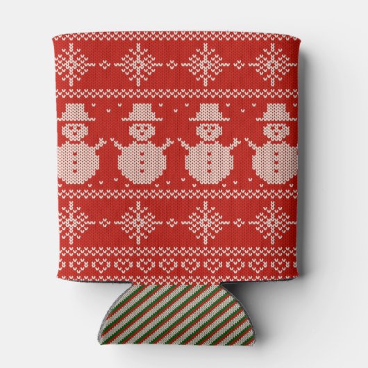 Can Cooler small Ugly Sweater with Snowmen Knit 缶クーラー (裏面)