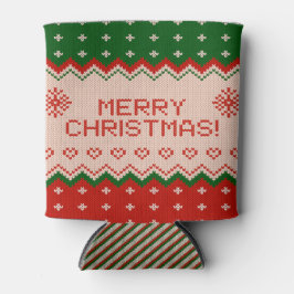 Can Cooler small with Merry Christmas Knit 缶クーラー