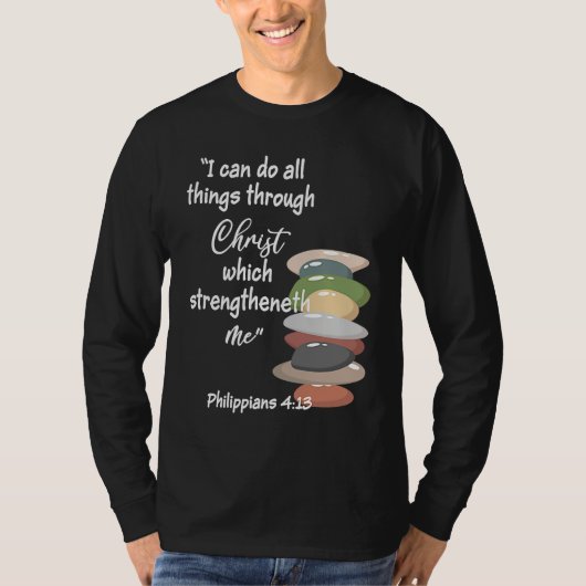Can Do All Things Religious Bible YM Verse YW Them Tシャツ (正面)