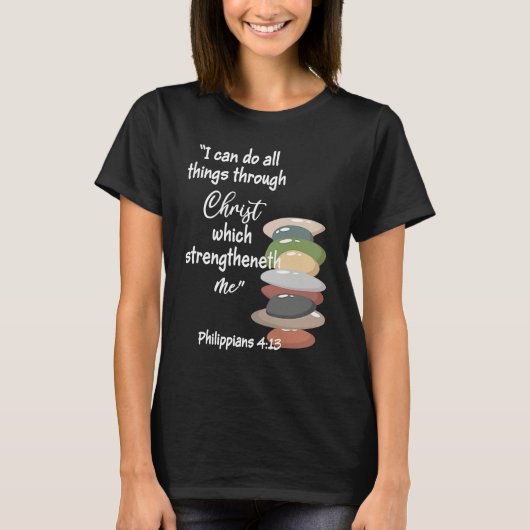 Can Do All Things Religious Bible YM Verse YW Them Tシャツ (正面)