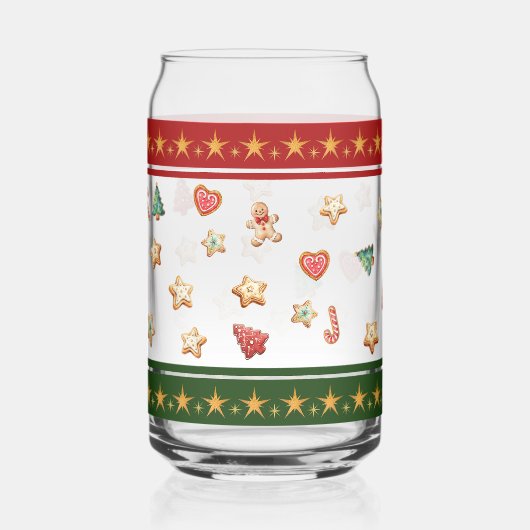 Can Glass with Christmas Cookies ガラス缶 (正面)