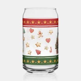 Can Glass with Snowman and Christmas Cookies ガラス缶