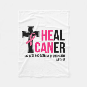 Can Heal Cancer Christian Ribbon Breast Cancer Awa フリースブランケット