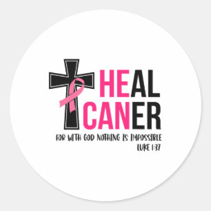 Can Heal Cancer Christian Ribbon Breast Cancer Awa ラウンドシール
