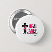 Can Heal Cancer Christian Ribbon Breast Cancer Awa 缶バッジ (正面&裏面)