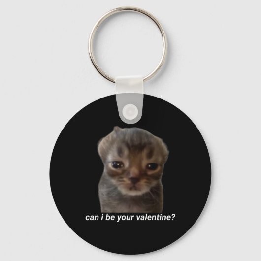 Can I Be Your Valentine Funny Cat Meme Brainrot Ge キーホルダー (正面)