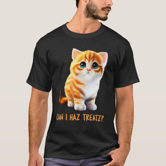 Can I Haz Treatz Cute Cat Baby Talk Kitten Beautif Tシャツ (正面)