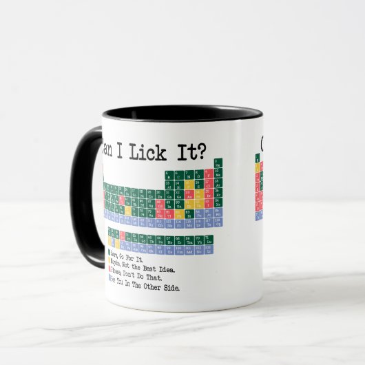 Can I Lick It Chemistry Periodic Table–Fun Science マグカップ (正面左)