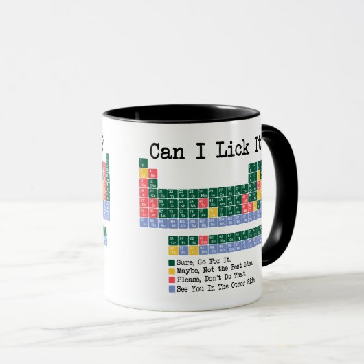Can I Lick It Chemistry Periodic Table–Fun Science マグカップ (正面右)