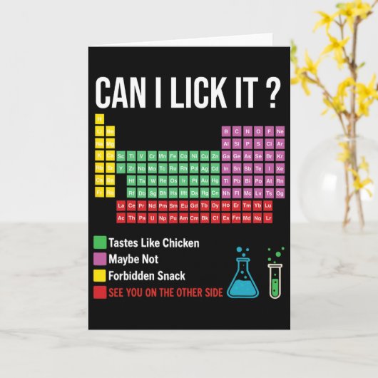 Can I Lick It Periodic Table Chart Science Teacher カード (黄色い花)