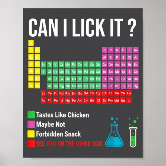Can I Lick It Periodic Table Chart Science Teacher ポスター (正面)