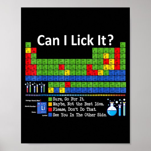 Can I Lick It Periodic Table Chart Science Teacher ポスター (正面)