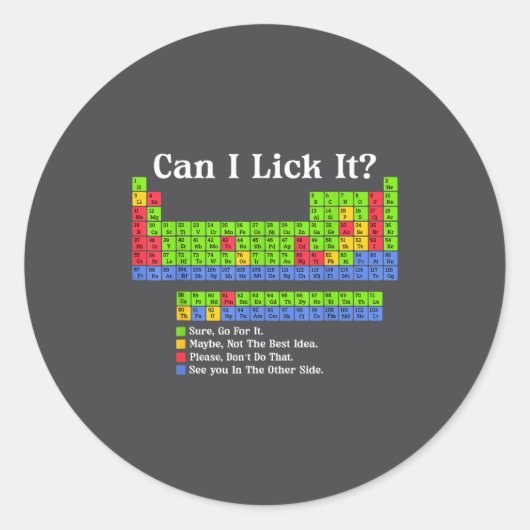 Can I Lick It Periodic Table Chart Science Teacher ラウンドシール (正面)