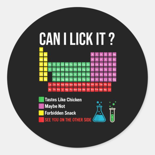 Can I Lick It Periodic Table Chart Science Teacher ラウンドシール (正面)