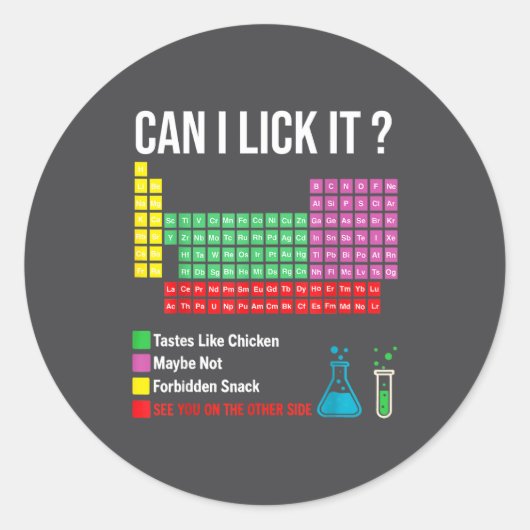 Can I Lick It Periodic Table Chart Science Teacher ラウンドシール (正面)
